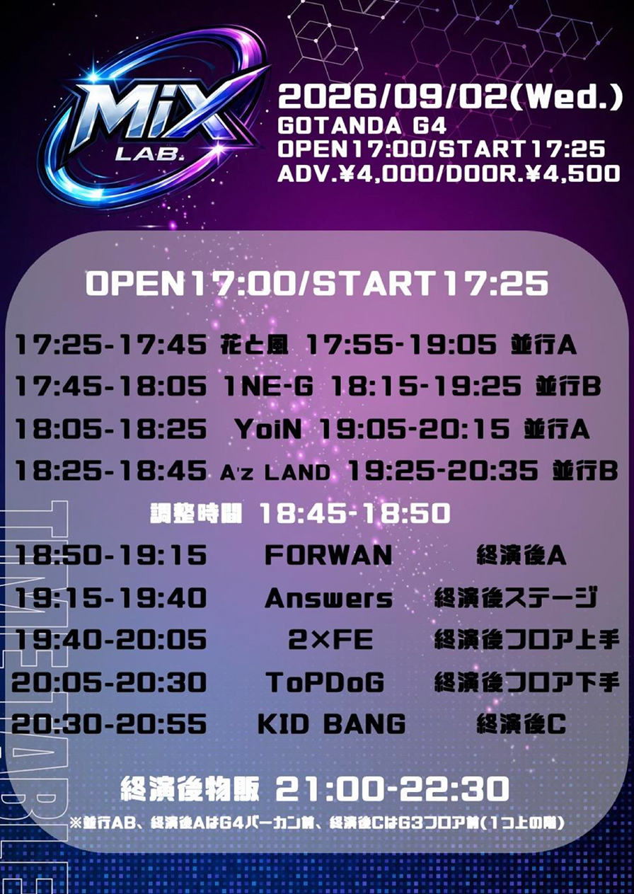 MiX LAB. タイムテーブル